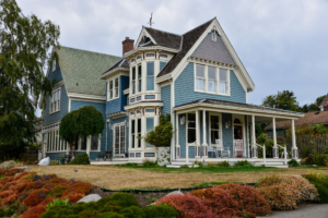 a Victorian-era home painted blue